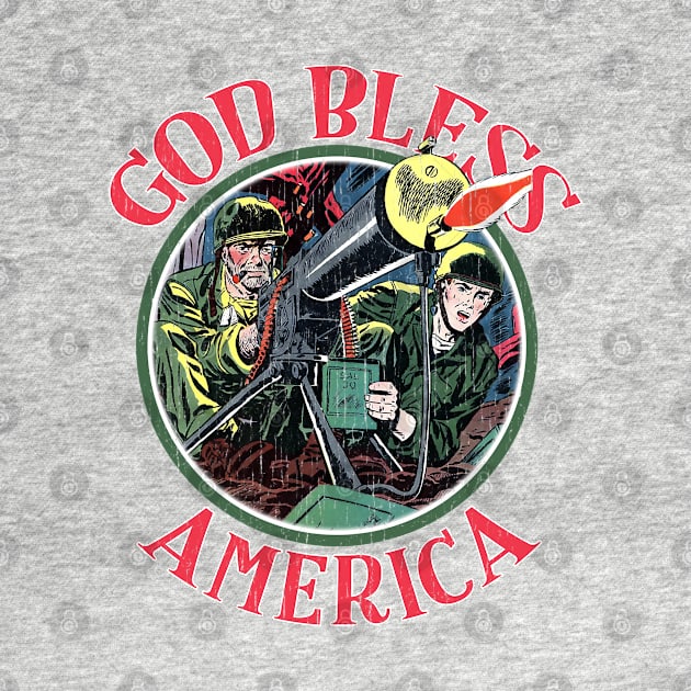 Vintage Worn Military God Bless America Tee by Joaddo